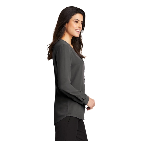 Port Authority Women's Long Sleeve Button-Front Blouse. - Port Authority Women's Long Sleeve Button-Front Blouse. - Image 22 of 25