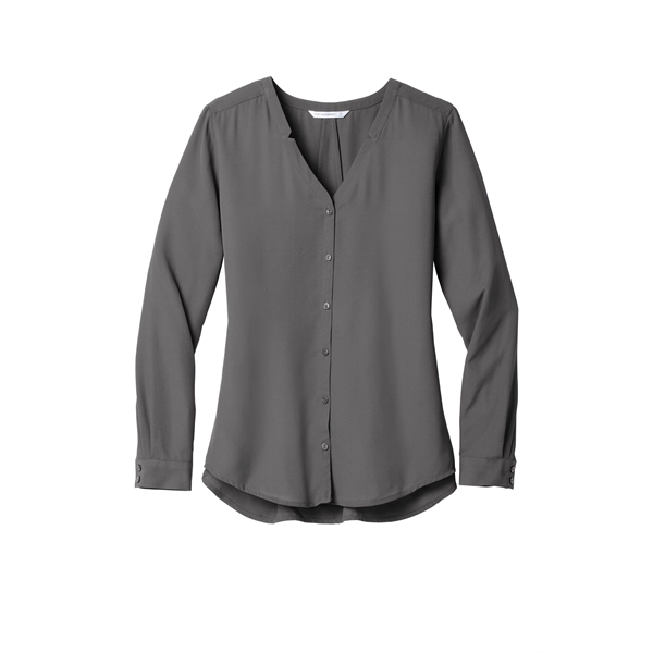 Port Authority Women's Long Sleeve Button-Front Blouse. - Port Authority Women's Long Sleeve Button-Front Blouse. - Image 23 of 25