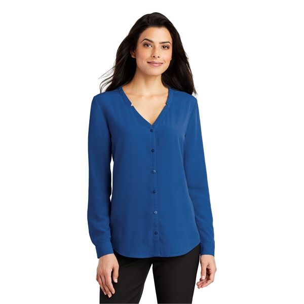 Port Authority Women's Long Sleeve Button-Front Blouse. - Port Authority Women's Long Sleeve Button-Front Blouse. - Image 24 of 25