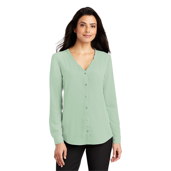 Port Authority Women's Long Sleeve Button-Front Blouse. - Port Authority Women's Long Sleeve Button-Front Blouse. - Image 25 of 25