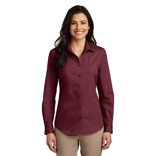 Custom Port Authority Women's Long Sleeve Carefree Poplin Shirt.