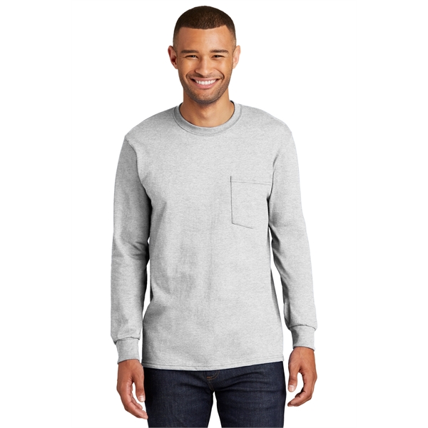 Port & Company Tall Long Sleeve Essential Pocket Tee. - Port & Company Tall Long Sleeve Essential Pocket Tee. - Image 40 of 45