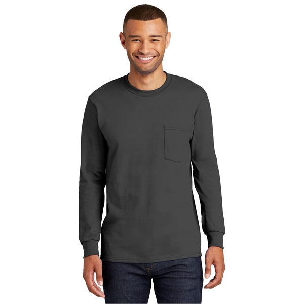 Port & Company Tall Long Sleeve Essential Pocket Tee. - Port & Company Tall Long Sleeve Essential Pocket Tee. - Image 43 of 45