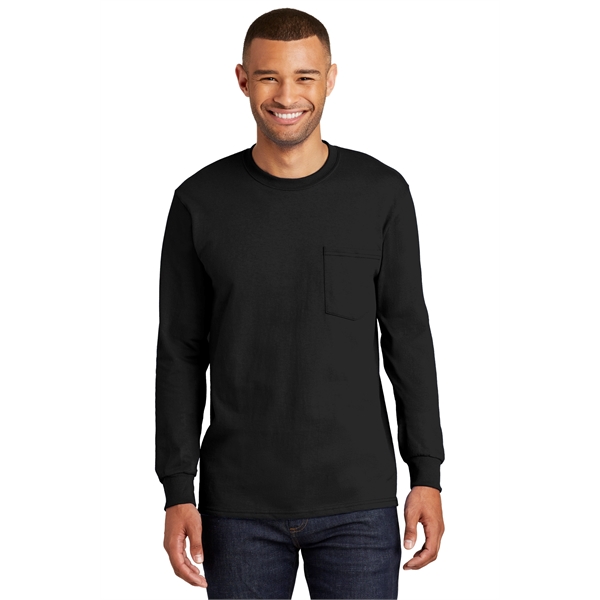 Port & Company Tall Long Sleeve Essential Pocket Tee. - Port & Company Tall Long Sleeve Essential Pocket Tee. - Image 44 of 45