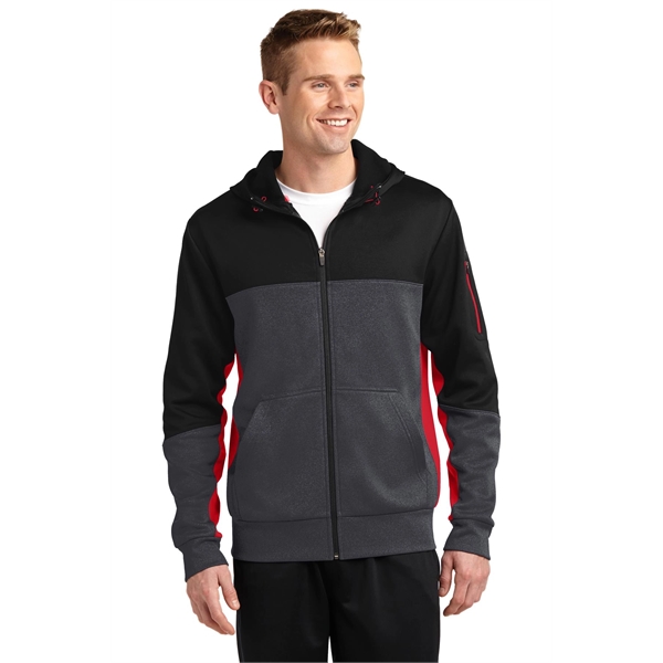 Sport-Tek Tech Fleece Colorblock Full-Zip Hooded Jacket. - Sport-Tek Tech Fleece Colorblock Full-Zip Hooded Jacket. - Image 5 of 25