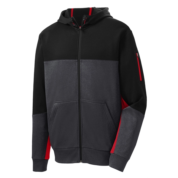 Sport-Tek Tech Fleece Colorblock Full-Zip Hooded Jacket. - Sport-Tek Tech Fleece Colorblock Full-Zip Hooded Jacket. - Image 21 of 25