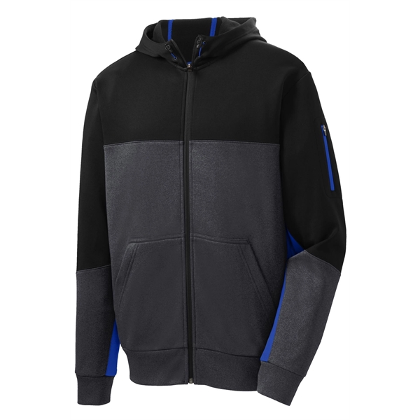 Sport-Tek Tech Fleece Colorblock Full-Zip Hooded Jacket. - Sport-Tek Tech Fleece Colorblock Full-Zip Hooded Jacket. - Image 24 of 25