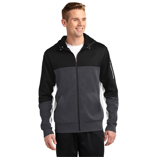 Sport-Tek Tech Fleece Colorblock Full-Zip Hooded Jacket. - Sport-Tek Tech Fleece Colorblock Full-Zip Hooded Jacket. - Image 9 of 25