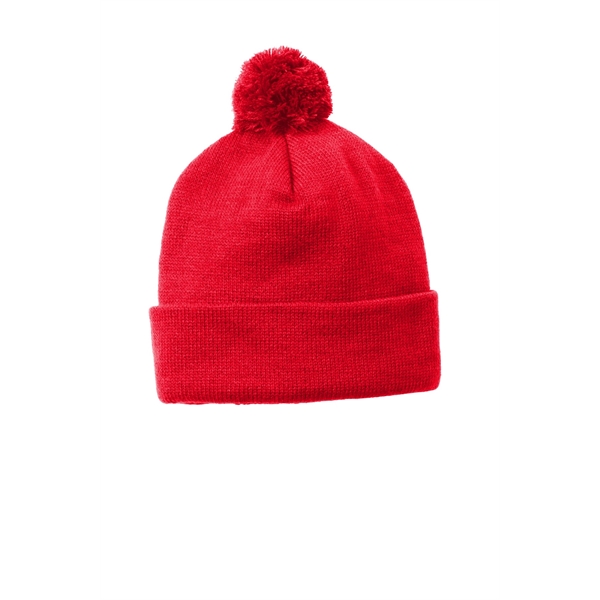 Sport-Tek Solid Pom Pom Beanie. - Sport-Tek Solid Pom Pom Beanie. - Image 3 of 5