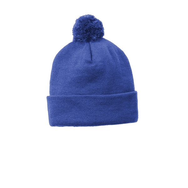 Sport-Tek Solid Pom Pom Beanie. - Sport-Tek Solid Pom Pom Beanie. - Image 4 of 5