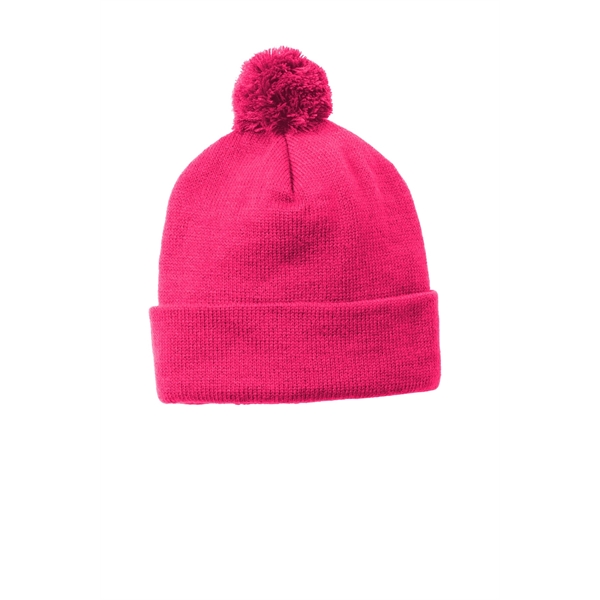 Sport-Tek Solid Pom Pom Beanie. - Sport-Tek Solid Pom Pom Beanie. - Image 5 of 5