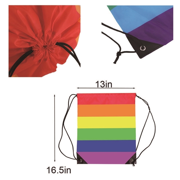 Pride Love Gay LGBTQIA Rainbow Drawstring Bag - Pride Love Gay LGBTQIA Rainbow Drawstring Bag - Image 1 of 2