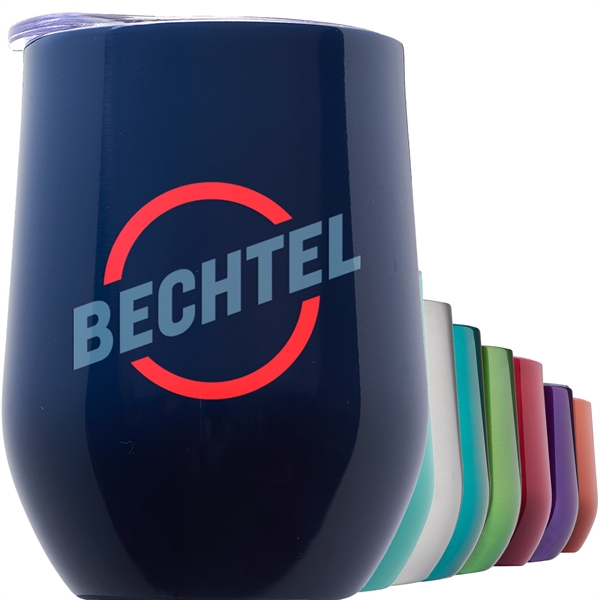 11 Oz. Double Wall Largo Stemless Glass W/ Lid