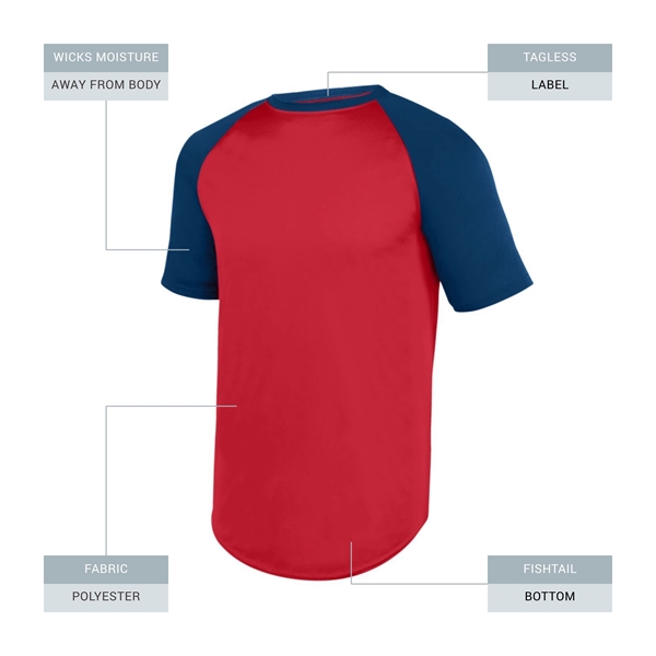 Youth Wicking Short Sleeve Baseball Jersey - Youth Wicking Short Sleeve Baseball Jersey - Image 12 of 14