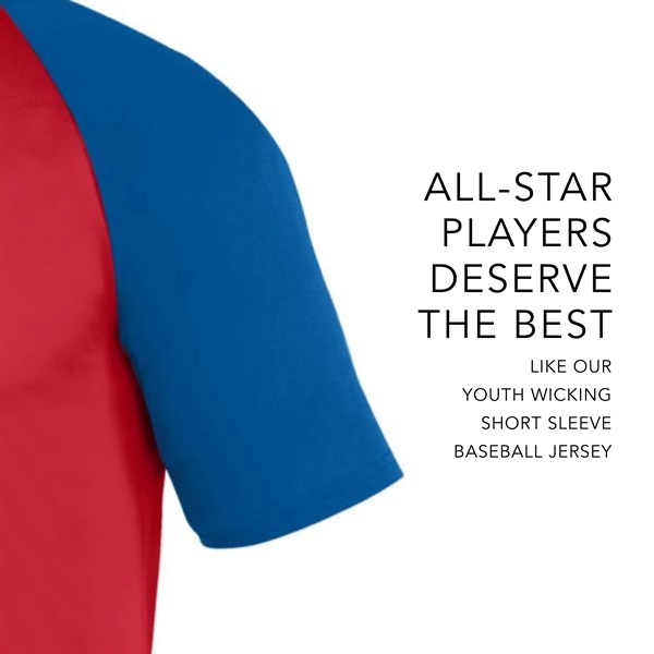 Youth Wicking Short Sleeve Baseball Jersey - Youth Wicking Short Sleeve Baseball Jersey - Image 13 of 14