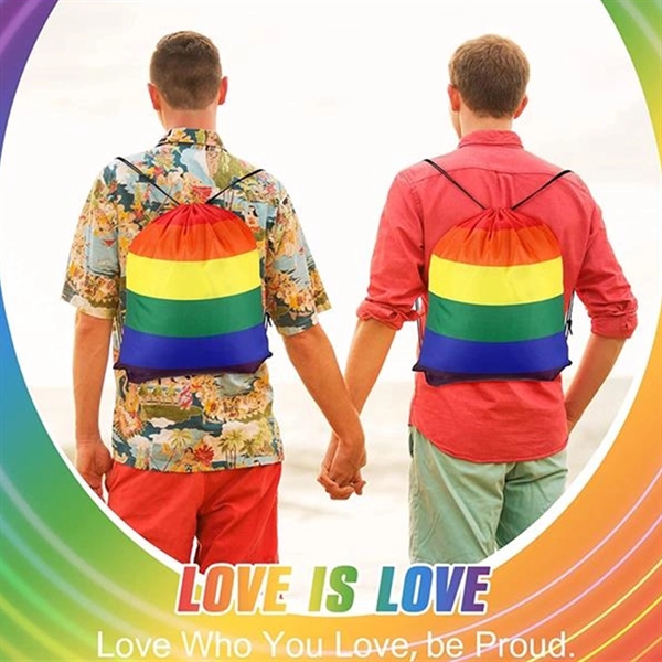 Rainbow Drawstring Backpack - Rainbow Drawstring Backpack - Image 0 of 2