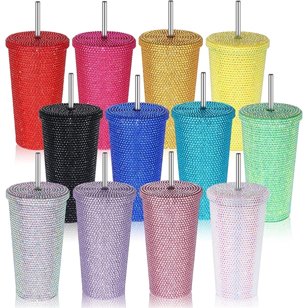 16.9 oz Studded Bling Diamond Rhinestone Tumbler - 16.9 oz Studded Bling Diamond Rhinestone Tumbler - Image 0 of 10