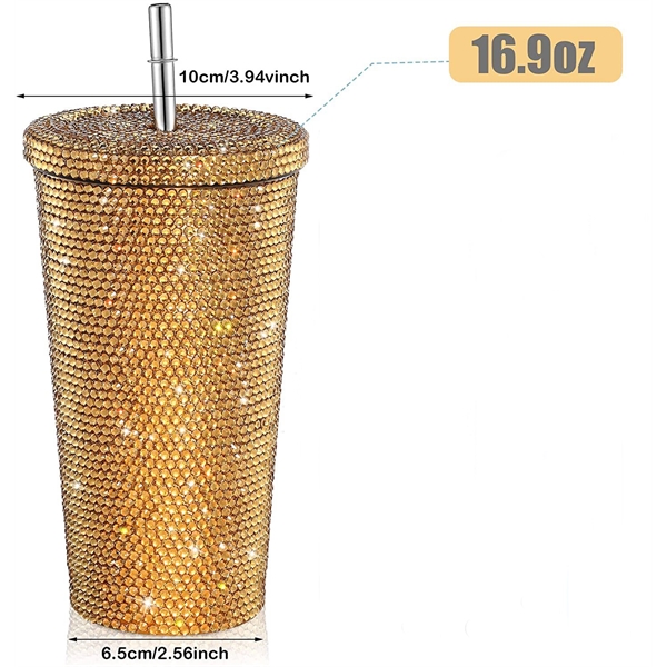 16.9 oz Studded Bling Diamond Rhinestone Tumbler - 16.9 oz Studded Bling Diamond Rhinestone Tumbler - Image 1 of 10