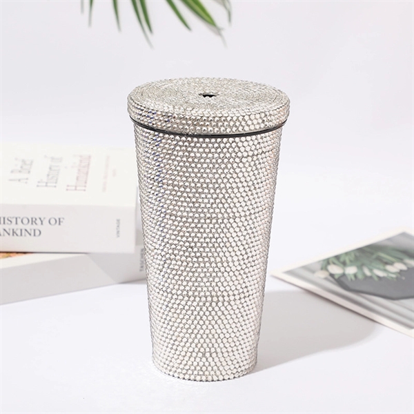 16.9 oz Studded Bling Diamond Rhinestone Tumbler - 16.9 oz Studded Bling Diamond Rhinestone Tumbler - Image 2 of 10