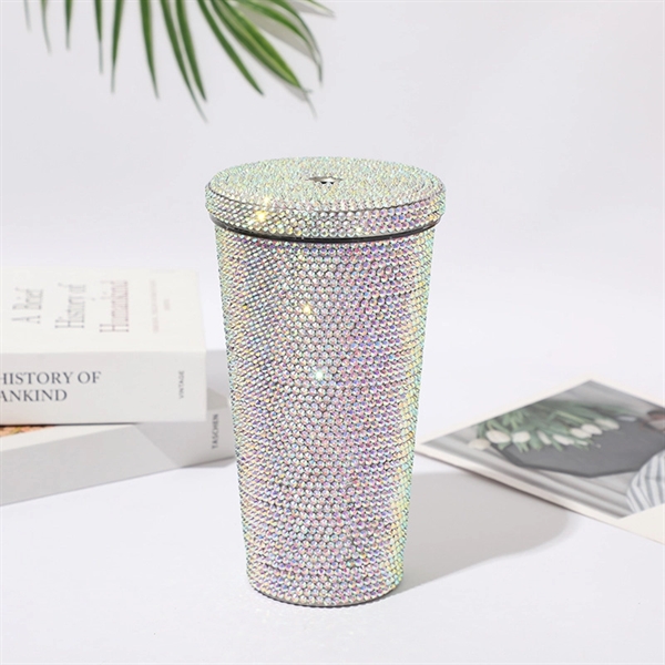 16.9 oz Studded Bling Diamond Rhinestone Tumbler - 16.9 oz Studded Bling Diamond Rhinestone Tumbler - Image 5 of 10