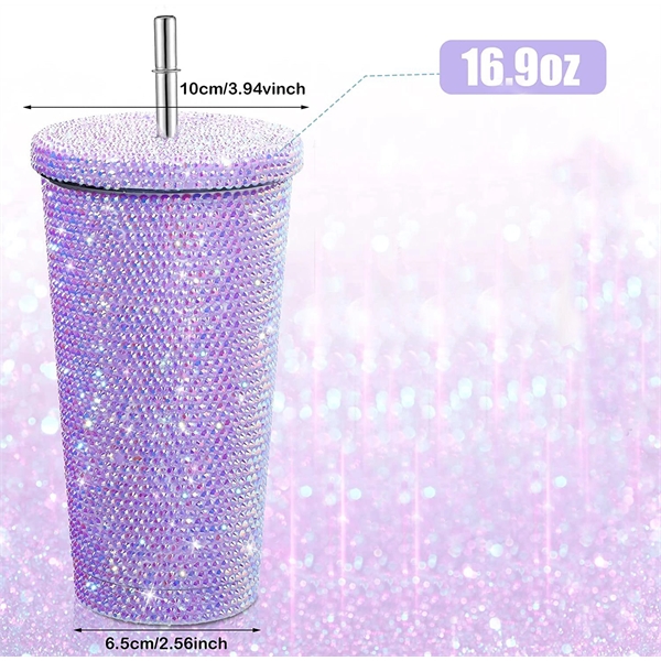 16.9 oz Studded Bling Diamond Rhinestone Tumbler - 16.9 oz Studded Bling Diamond Rhinestone Tumbler - Image 7 of 10