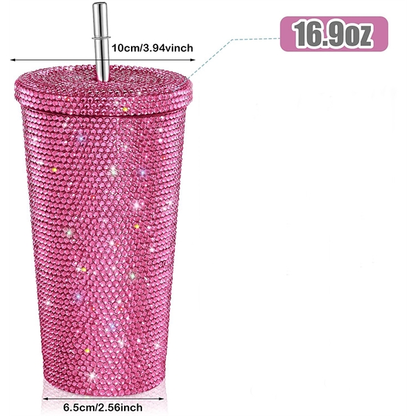 16.9 oz Studded Bling Diamond Rhinestone Tumbler - 16.9 oz Studded Bling Diamond Rhinestone Tumbler - Image 8 of 10