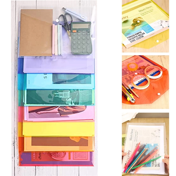 A4 Size Clear Plastic File Folders With Snap Closure - A4 Size Clear Plastic File Folders With Snap Closure - Image 1 of 2