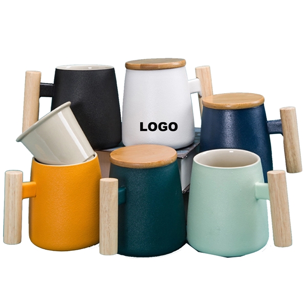 16 oz. Ceramic Coffee Mug w/ Wood Handle