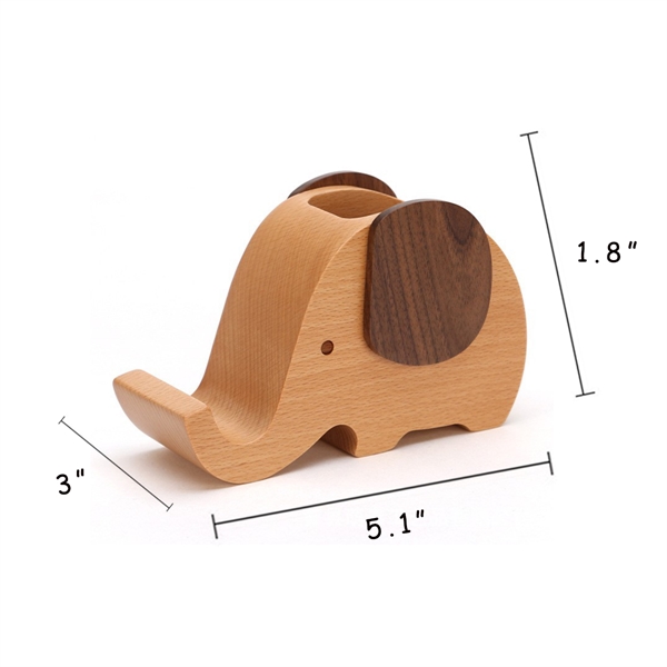 2 In 1 Multifunction Wooden Pen Holder Elephant Mobile Stand - 2 In 1 Multifunction Wooden Pen Holder Elephant Mobile Stand - Image 1 of 2