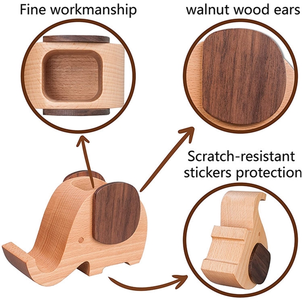 2 In 1 Multifunction Wooden Pen Holder Elephant Mobile Stand - 2 In 1 Multifunction Wooden Pen Holder Elephant Mobile Stand - Image 2 of 2