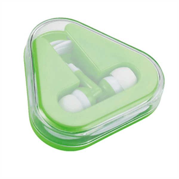 Promotional Earbuds Triangle Case printed Portable Earbuds - Promotional Earbuds Triangle Case printed Portable Earbuds - Image 1 of 2