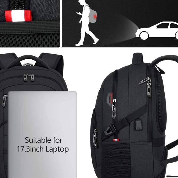 Travel Waterproof Laptop Backpack with USB Charging Port - Travel Waterproof Laptop Backpack with USB Charging Port - Image 2 of 7