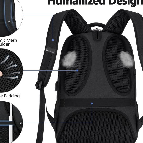 Travel Waterproof Laptop Backpack with USB Charging Port - Travel Waterproof Laptop Backpack with USB Charging Port - Image 5 of 7