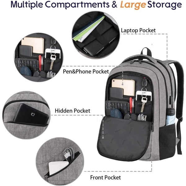 17 Inch Large Business Travel Laptop Backpack - 17 Inch Large Business Travel Laptop Backpack - Image 2 of 7