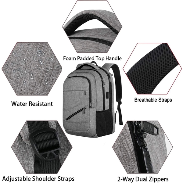 17 Inch Large Business Travel Laptop Backpack - 17 Inch Large Business Travel Laptop Backpack - Image 6 of 7