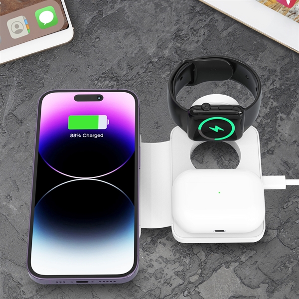 15W 3 in 1 Magnetic Folding Wireless Charger - 15W 3 in 1 Magnetic Folding Wireless Charger - Image 0 of 6