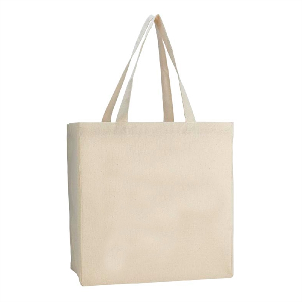 6 Oz Cotton Canvas Grocery Tote Bag w/ Gusset (12"x13"x8") - 6 Oz Cotton Canvas Grocery Tote Bag w/ Gusset (12"x13"x8") - Image 2 of 2
