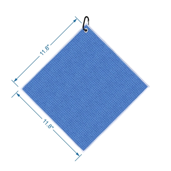 Waffle Pattern Golf Towel with Carabiner Clip (390 GSM) - Waffle Pattern Golf Towel with Carabiner Clip (390 GSM) - Image 2 of 5