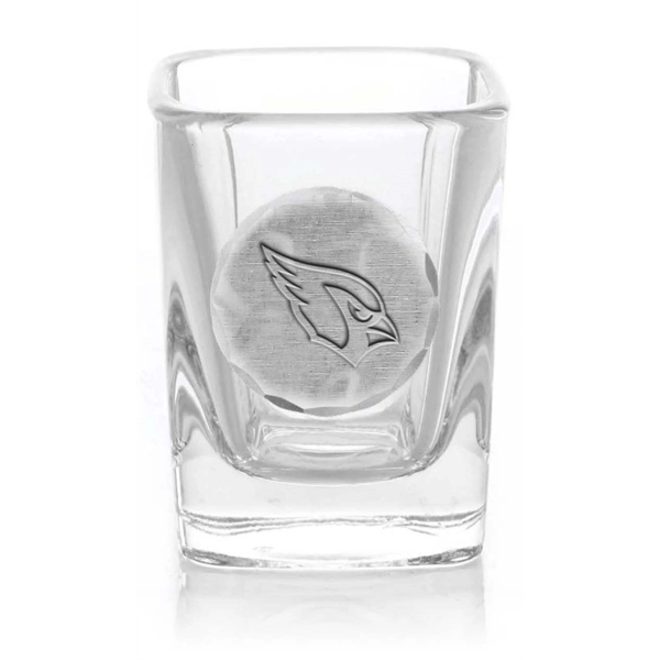 Square Shot Glass with Metal Medallion - Square Shot Glass with Metal Medallion - Image 1 of 2