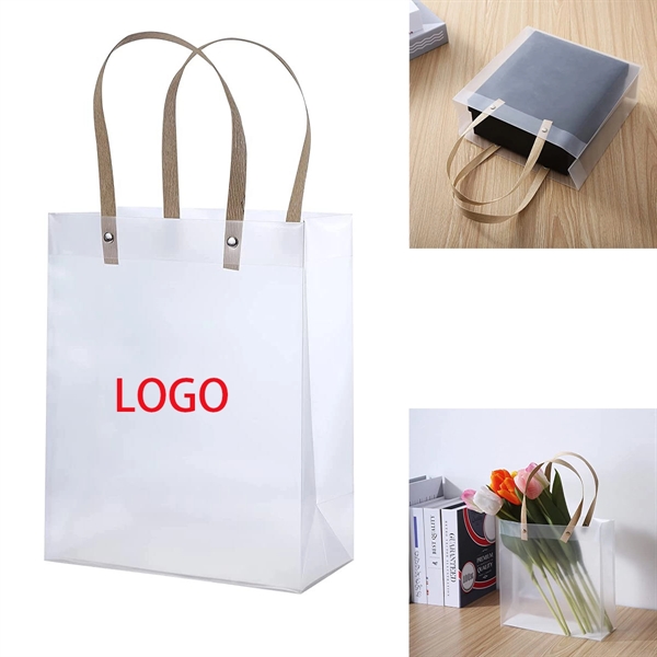 Frosted Clear Waterproof Plastic Gift Bag With Handle - Frosted Clear Waterproof Plastic Gift Bag With Handle - Image 0 of 1