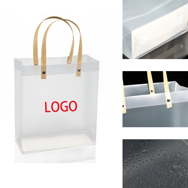 Frosted Clear Waterproof Plastic Gift Bag With Handle - Frosted Clear Waterproof Plastic Gift Bag With Handle - Image 1 of 1