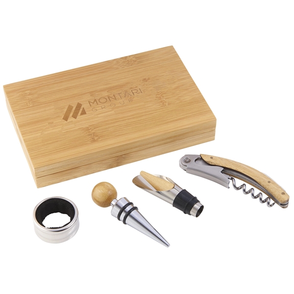 4 Piece Bamboo Wine Gift Set - 4 Piece Bamboo Wine Gift Set - Image 10 of 10