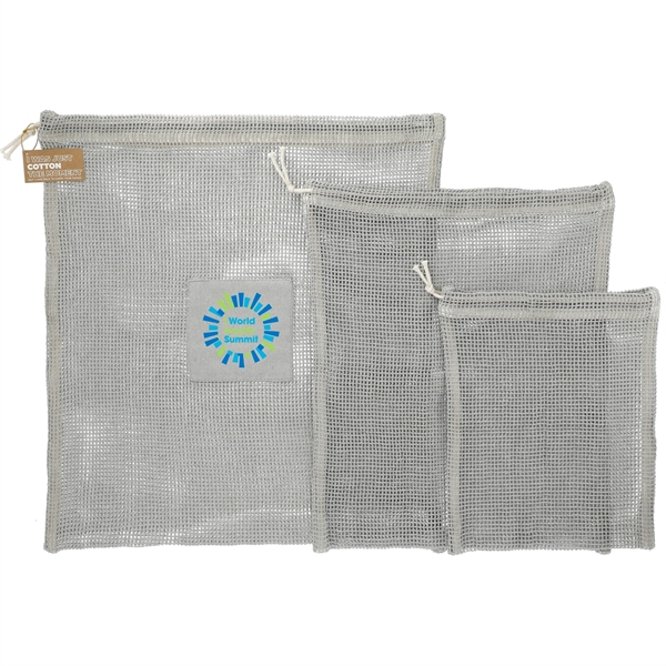 Recycled Cotton Mesh Cinch Pouch Set - Recycled Cotton Mesh Cinch Pouch Set - Image 2 of 3