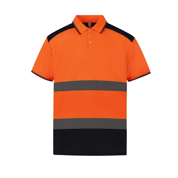 High Visibility Construction Work Polo Shirt with Relective - High Visibility Construction Work Polo Shirt with Relective - Image 1 of 2