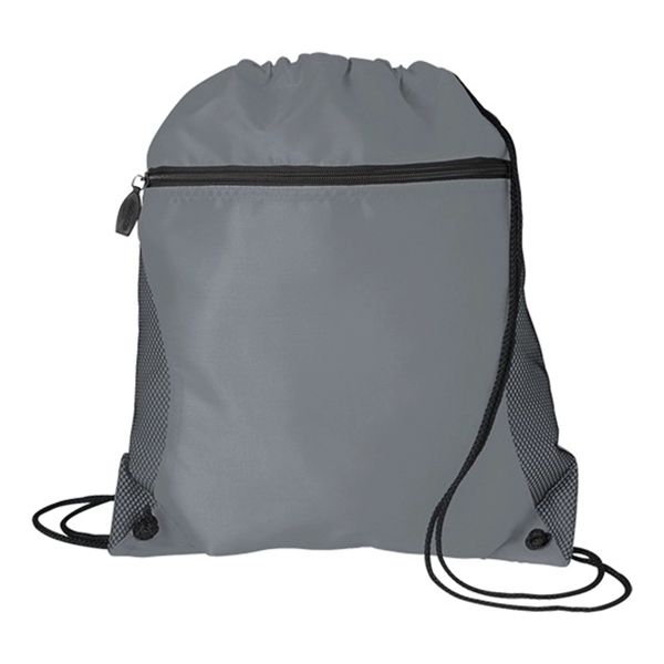 Mesh Pocket Drawstring Backpack - Mesh Pocket Drawstring Backpack - Image 1 of 6