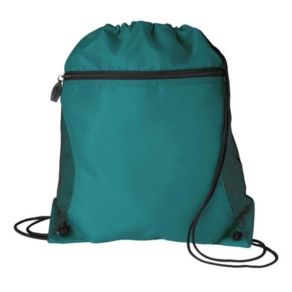 Mesh Pocket Drawstring Backpack - Mesh Pocket Drawstring Backpack - Image 0 of 6