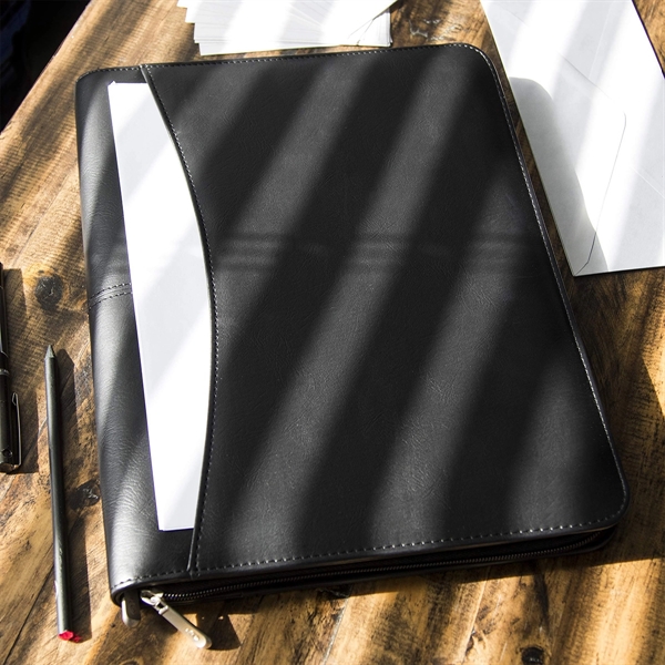 Custom All-in-One Luxury Business Leather Zippered Padfolios - Custom All-in-One Luxury Business Leather Zippered Padfolios - Image 6 of 7