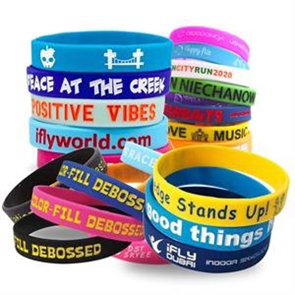 1/2" Debossed Color Filled Wristband-H - 1/2" Debossed Color Filled Wristband-H - Image 1 of 2