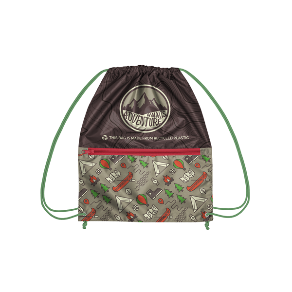 Recycled Zipper Drawstring Bag with Custom PMS Strings - Recycled Zipper Drawstring Bag with Custom PMS Strings - Image 1 of 6