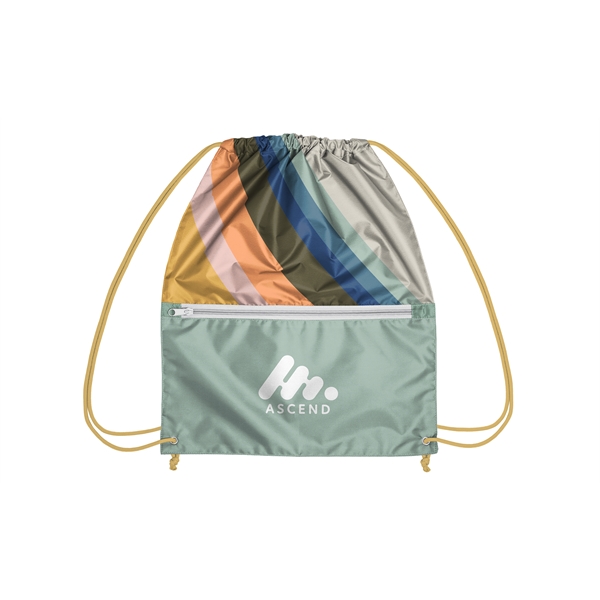 Recycled Zipper Drawstring Bag with Custom PMS Strings - Recycled Zipper Drawstring Bag with Custom PMS Strings - Image 4 of 6